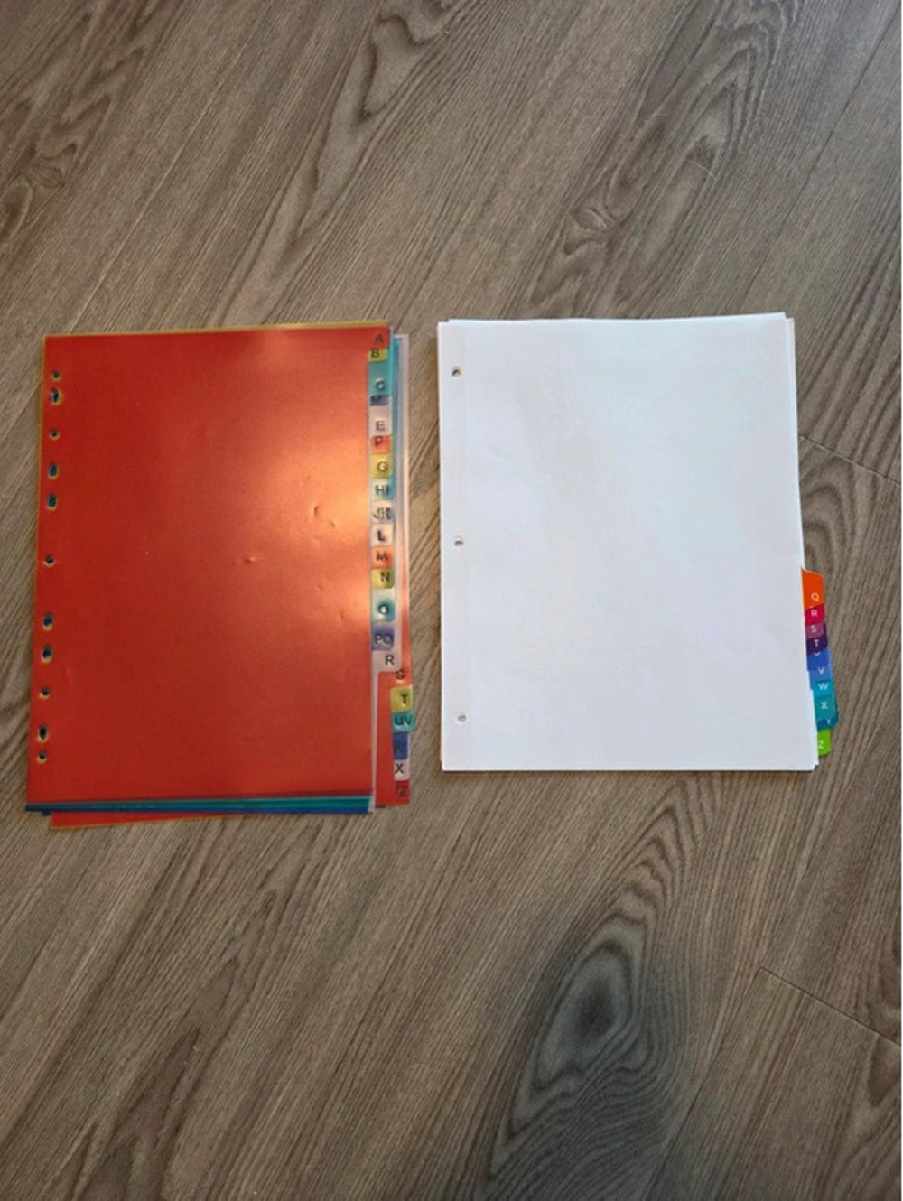 Set of Colorful Plastic Tab Divider Index Systems for Organizing Documents